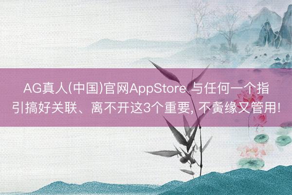 AG真人(中国)官网AppStore 与任何一个指引搞好关联、离不开这3个重要， 不夤缘又管用!