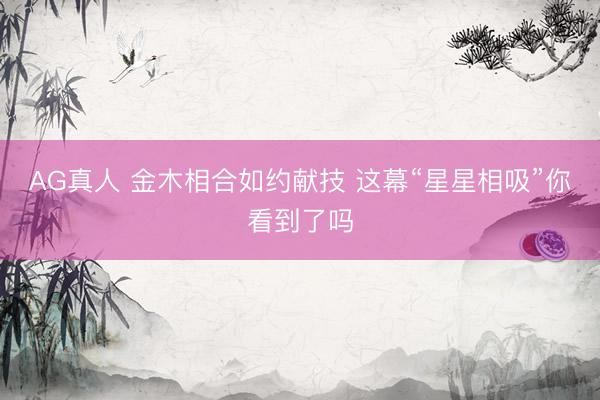 AG真人 金木相合如约献技 这幕“星星相吸”你看到了吗