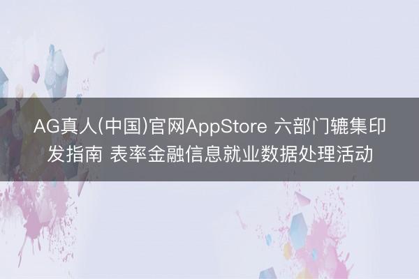 AG真人(中国)官网AppStore 六部门辘集印发指南 表率金融信息就业数据处理活动